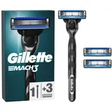 Gillette Mach3 Basis Rasierer für Männer, 1 Gillette Rasierer, 1 Ersatzklingen, Mit Gleitstreifen für ein sanftes Gleiten und NEUER Klingenbeschichtung, für weniger Hautirritation