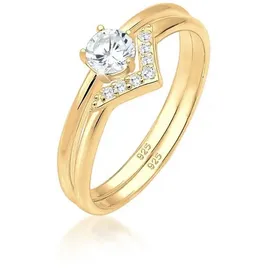 Elli Verlobungsring »Dreieck Zirkonia Weiß 2er-Set 925 Sterling Silber 24291431-58 Gold