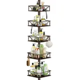 Bomclap Teleskop Duschregal Eckregal mit 5 Körben, Metall Teleskopregal Bad für Badewanne, Duschablage ohne Bohren Höhenverstellbar 106-287cm, Bronze
