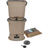 Skaza Exceeding Expectations Bokashi Essential Komposter 2 Stück 15,3 l + 1 kg von Brain + 1 Base-Capuccino
