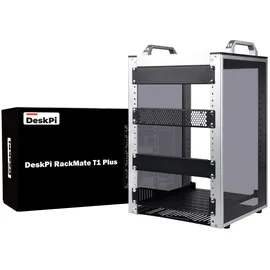 GeeekPi DeskPi RackMate T1 Plus, 8U 10 Zoll Serverschrank, 260 mm Tiefes Mini-Rack mit Regalboden & Blindplatte, für NAS, AV- & Netzwerktechnik (Silber)
