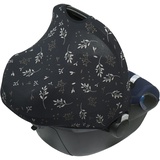 Dooky Original Dooky Hoody Sonnenschutz Sonnenverdeck für Babyschalen oder Kinderwagen (Design: Romantic Leaves Black, inkl UV-Schutz 40+, Altersgruppe 0+, Universal geeignet für die meisten Marken) Schwarz