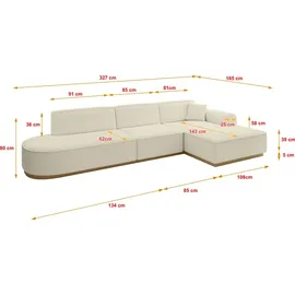 altdecor Ecksofa Ottomane Rechts IREA-L2-v2 327x165x80 cm Beige