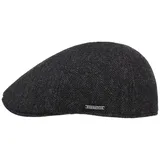 Stetson Texas Wool Herringbone Cap Flatcap Schirmmütze Mütze Gatsbymütze Wollcap Herren - Wintercap mit Schirm, Futter Winter Herbst-Winter - M (56-57 cm) schwarz-grau - 58-59