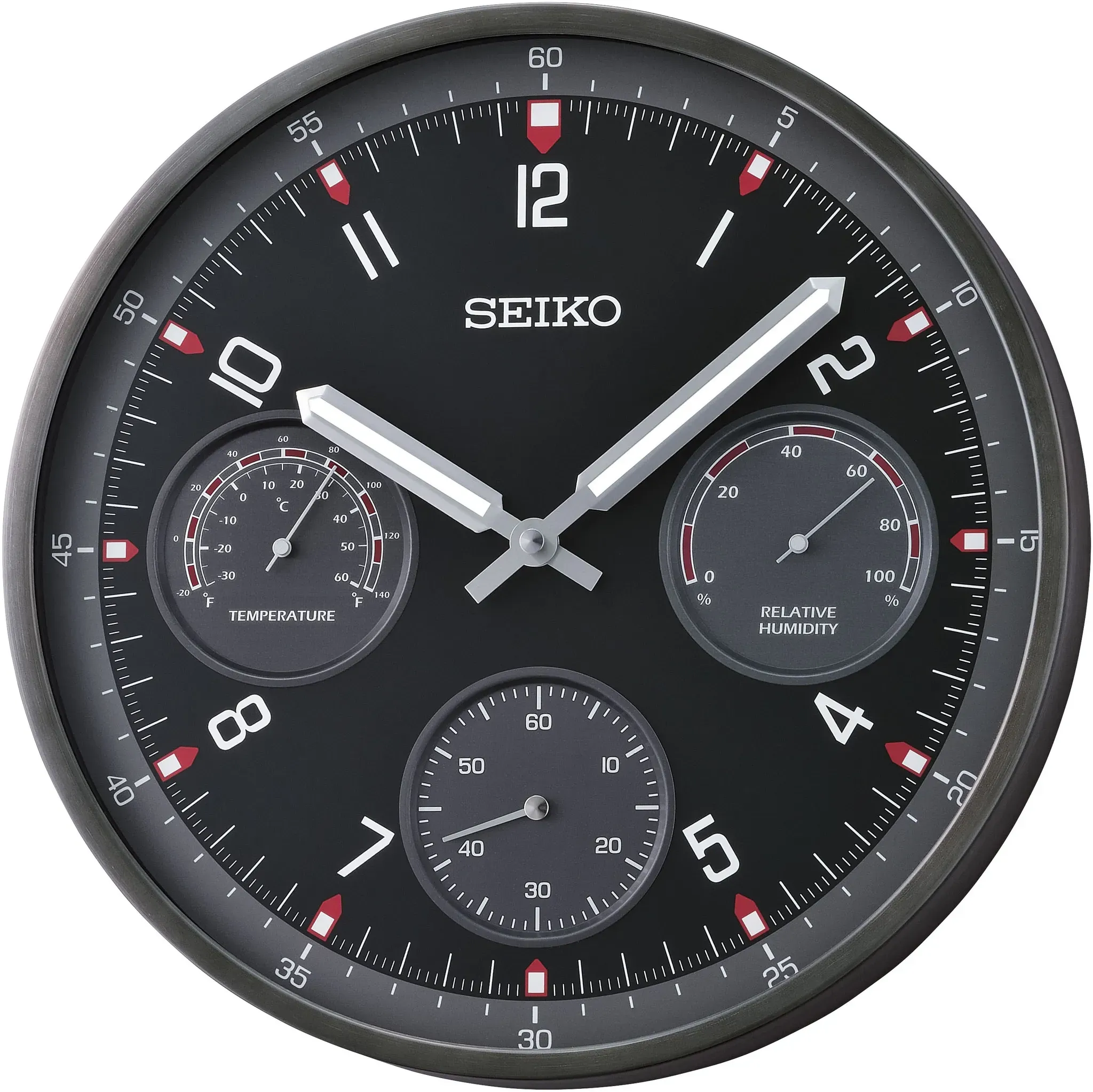 Wanduhr SEIKO, schwarz, Wanduhren, B/H/L: 4,9cm, Wanduhr, Quarzuhr, Wohnzimmer, Esszimmer, Küche, Arbeitszimmer, Flur