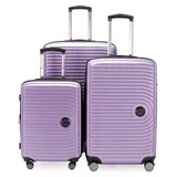 Hauptstadtkoffer Mitte - 3er Kofferset + Digitaler Luggage Tag - Reisetrolleys 55/68 / 77 cm + Kofferanhänger mit QR-Code, 4 Doppel-Rollen, Hartschale ABS, XL-Volumenerweiterung, TSA, Flieder