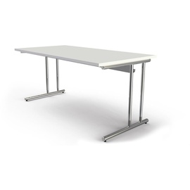 Kerkmann Schreibtisch weiß rechteckig, C-Fuß-Gestell chrom 160,0 x 80,0 cm