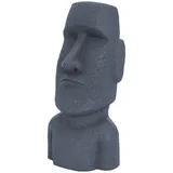 ECD Germany Moai Figur Rapa Nui Kopf 53,5 cm Hoch aus Steinguss Kunstharz Grau