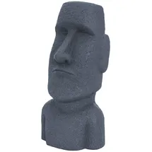 ECD Germany Moai Figur Rapa Nui Kopf 53,5 cm Hoch aus Steinguss Kunstharz Grau