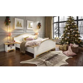 otto home Massivholzbett »Konrad, hohe Belastbarkeit! FSC® zertifiziertes Massivholz« Breite/Belastbarkeit 180cm/220 KG, 140cm/180 KG, aus massivem Kiefernholz, FSC®-zertifiziert, INKLUSIVE Rollrost weiß/honig, , 42199757-0