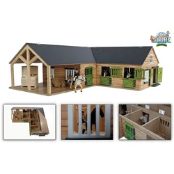 Kids Globe Horses Pferdehof aus Holz, 1:24, mit Tören, Fenster + Tor, ohne Tiere