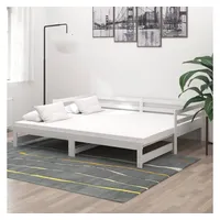 VidaXL Ausziehbares Tagesbett 2x(90x200) cm Weiß Massivholz Kiefer