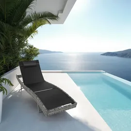 Tectake Rattan Sonnenliege Moana 211 x 68 x 94 cm Grau