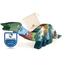Wiesen.design Buchstaben Puzzle Dino, Montessori Spielzeug ab 3 Jahre,