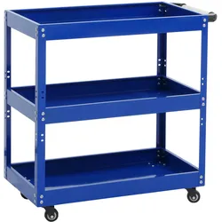 Mendler Werkzeugwagen HWC-M25, Rollwagen Werkstattwagen Transportwagen, Rollen Handgriff 3 Ladeflächen, Stahl 73x73x36cm blau