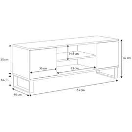 raumhirsch furniture Focus Lowboard 40x49x155 cm Schwarz Holz