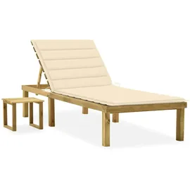 vidaXL Garten-Sonnenliege mit Tisch und Auflage Kiefer Imprägniert