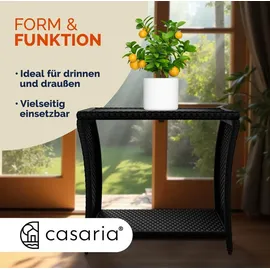 CASARIA Casaria® Polyrattan Beistelltisch mit WPC Tischplatte 45x45x40cm 80kg Belastbarkeit Wetterfest Outdoor Garten Terrasse Balkon Tisch Gartenmöbel Schwarz