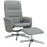vidaXL Massagesessel mit Fußhocker Polyester 75 x 105 x 75 cm Hellgrau drehbar