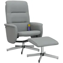 vidaXL Massagesessel mit Fußhocker Polyester 75 x 105 x 75 cm Hellgrau drehbar