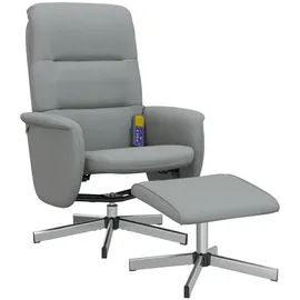 vidaXL Massagesessel mit Fußhocker Polyester 75 x 105 x 75 cm Hellgrau drehbar