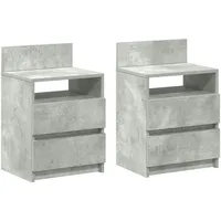 VidaXL Nachttische 2 Stk. mit 2 Schubladen Betongrau 40x33x60