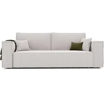 GREKPOL Schlafsofa mit Bettkasten 240x105 - Cord Beige Sofa mit schlaffunktion - Couch mit Schlaffunktion- 3 Sitzer - Wohnzimmer Couch - Schlafcouch