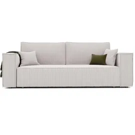 GREKPOL Schlafsofa mit Bettkasten 240x105 - Cord Beige Sofa mit schlaffunktion - Couch mit Schlaffunktion- 3 Sitzer - Wohnzimmer Couch - Schlafcouch