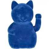 MIJOMA Winkefigur Dekofigur mit Flock-Beschichtung – Farbige Wackelhand-Figur mit Bewegung – Dekoratives Wohnaccessoire für modernes Interior Design (Blau, Winkekatze - 17cm)