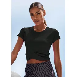 T-Shirt, Sportshirt in Wickeloptik, Gr. L (44/46), schwarz, , 96654847-L