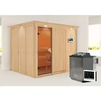 Karibu Gobin mit Dachkranz inkl. 9 kW Bio-Kombiofen + ext. Steuerung