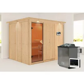 Karibu Gobin mit Dachkranz inkl. 9 kW Bio-Kombiofen + ext. Steuerung