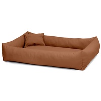 Juelle Hundebett aus Kunstleder, flauschiges Hundekissen, Hundebett für mittelgroße Hunde, weiches und elegantes Hundesofa, Elmo S-XXL (80x65 cm, Karamell)