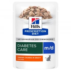 Hill’s Prescription Diet M/D Diabetes Care Nassfutter Katze mit Huhn (Frischebeutel) 24 x 85 g