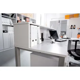 Hammerbacher Schreibtisch weiß quadratisch, 4-Fuß-Gestell silber 80,0 x 80,0 cm