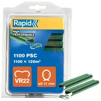 Rapid Ringklammern VR22 Grün, 1.100 Stk., zur Befestigung von Spanndrähten an Zäunen, für FP222 und FP20 Zaunzange