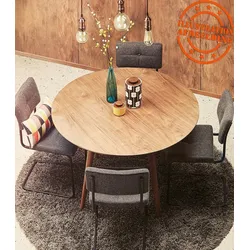 Runder Esstisch aus schwarzem Eschenholz  Skandinavischer Küchentisch mit natürlicher Maserung  Zeitloses Design  Kadima Design