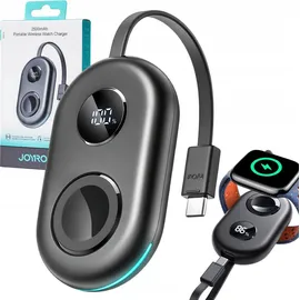 Joyroom Jr-W09 Magnetisches kabelloses Uhrenladegerät, 2500 mAh, Powerbank mit 3-w-apple-watch-ladegerät Und Usb-c-kabel – Schwarz