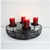 BURI Adventsleuchter Metall-Adventskranz Ø36cm mit Metallschale Weihnachtsdeko Kerzenhalter