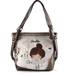 Anekke Sophia Schultertasche Polyurethan Braun/Weiß/Bronze/Mehrfarbig