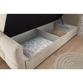 Riess-Ambiente Boxspringbett TOULOUSE 140x200cm beige inkl. Matratze und Topper mit Bettkasten