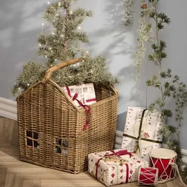 ib laursen Aufbewahrungskorb Korbhaus aus Rattan 30 x 32 x 40 cm grau