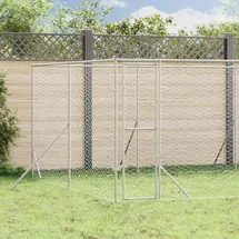 vidaXL Outdoor-Hundezwinger Silbern 8x12x2 m Verzinkter Stahl