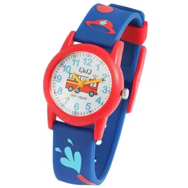 Q&Q VR99J010Y 30 mm Resin Gehäuse Blau Silikonarmband
