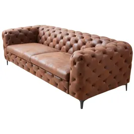 Riess-Ambiente Chesterfield Sofa Mikrofaser 3-Sitzer Braun