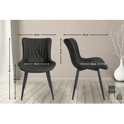 DELUKE® 2er Set Stühle KELCE Kunstleder - 80,5x50x62cm, schwarz, Kunstleder Metall Gestell Stühle EsszimmerstühleEsstisch Stühle Küchenstuhl