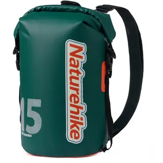 Naturehike Wasserdichte Rucksack Tasche Dry Bag – 25L/15L/10L Waterproof Bag mit Langem Justierbarem Bügel für Kayaking Boots-Ausflug Kanu/Fischen/Rafting/Schwimmen/Snowboarding (Grün 15L) - 15L