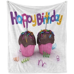 Wohndecke Gemütlicher Plüsch für den Innen- und Außenbereich, Abakuhaus, Geburtstag Schokoladen Cupcakes bunt 175 cm x 230 cm