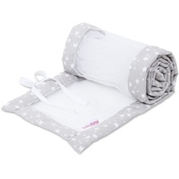 Babybay Nestchen Mesh-Piqué / Bettumrandung für Beistellbett / Stoßschutz für Baby Bett, passend für Modell Maxi, Boxspring, Comfort und Comfort Plus, perlgrau Sterne weiß