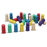 Wissner 24 XXL-Spielfiguren Set in 6 Farben - Öko-Freundliches RE-Wood Material, PEFC Zertifiziert - Perfekt für Lern- und Brettspiele - Jumbo Mensch Ärgere Dich Nicht Figuren